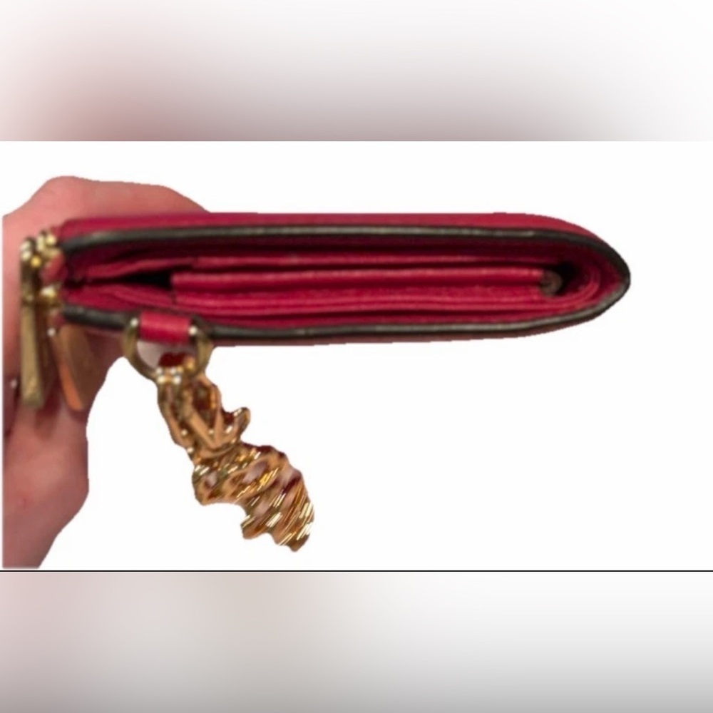 Michael Kors Leather Jet Set Double Zip Bifold Wallet Wristlet Bright Pink - Picture 13 of 16